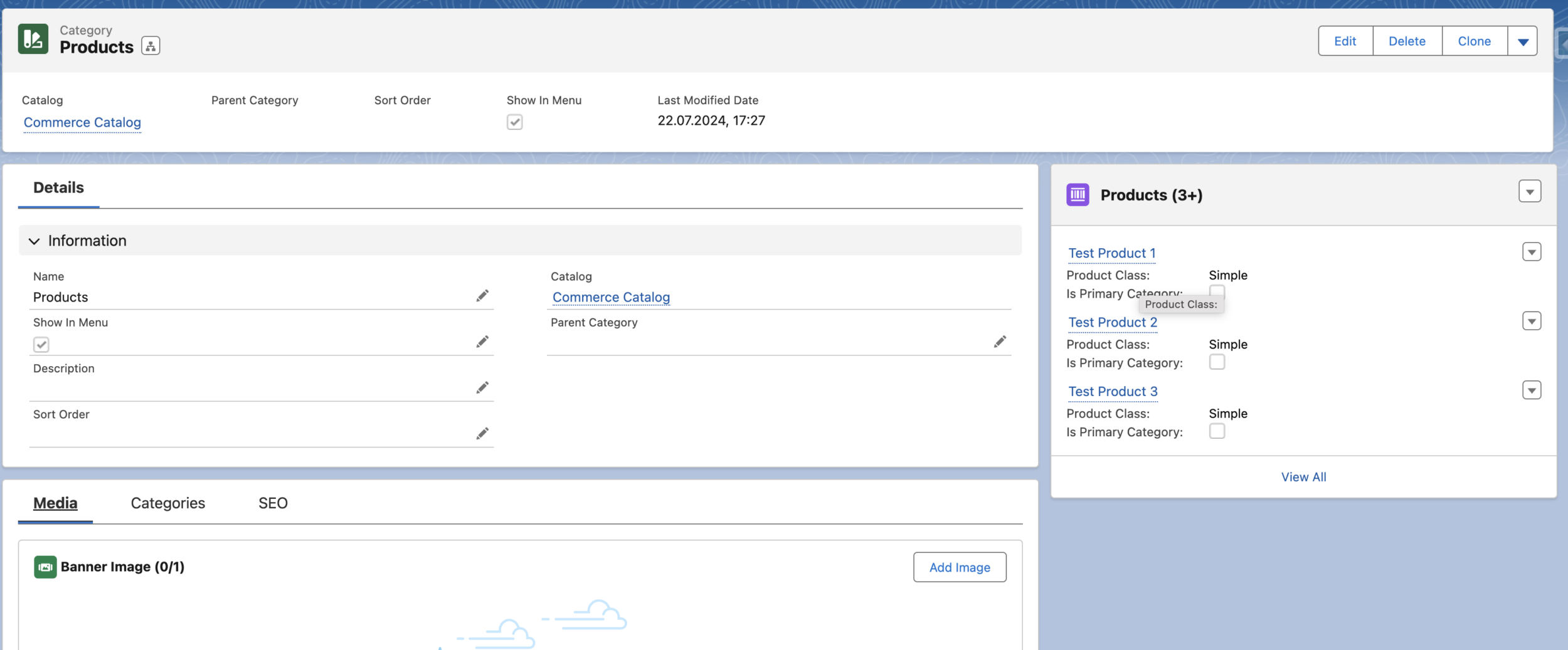 Commerce Category Configuration