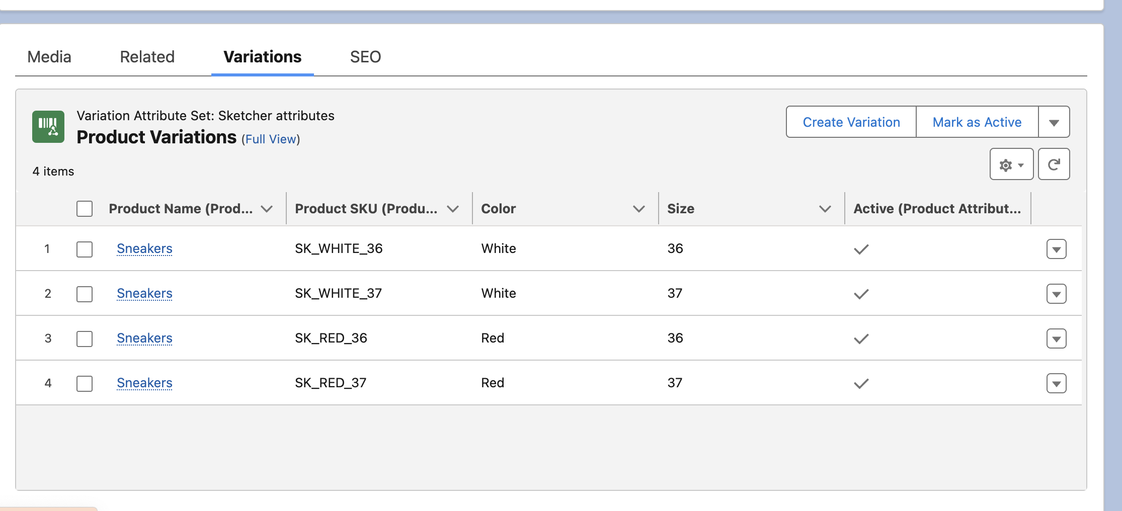 Salesforce Commerce Cloud Product Variations